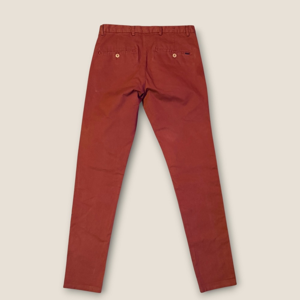 Scotch & Soda Mott Slim Fit Chinos Rust Orange Mens Stretch Cotton Twill Pants - Picture 3 of 10